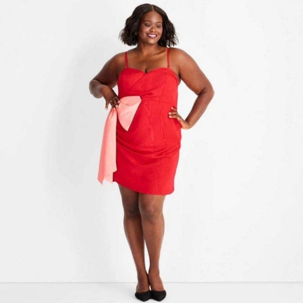 Future Collective Sweetheart Red Dress with Pink Bow Size 2X NWT